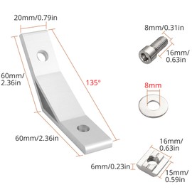 Corner Bracket Mounting Material Inner Angle 135 Degree Angle Connector Kamtop 10 x Aluminium Corner Angle Profile Corner Connector Corner Braces 135 Degree Angle Aluminium Angle Connector Aluminium
