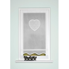 HOME WOHNIDEEN Corazon 054517-0101 80 x 40 cm White Batiste Window / Door Curtain with Crochet Border and Drawstring Draw String 80 x 40 cm White