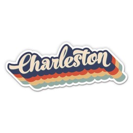 Squiddy Charleston South Carolina Layered Retro Style - Vinyl Sticker for Car, Laptop, Notebook (5" Wide)