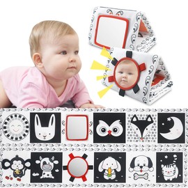 Baby Crib Activity Hanging Toy, Black and White High Contrast cot Toy, with Mirror Toys Surrounding The Bed (2 Set) (Forest)
