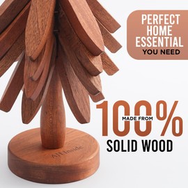 AH Inside Wooden Tree Trivet Set of 4 – Wood Trivets for Hot Dishes, Natural Wooden Pot Holders, Tree Coasters, Heat-Resistant Kitchen & Dining Decor.