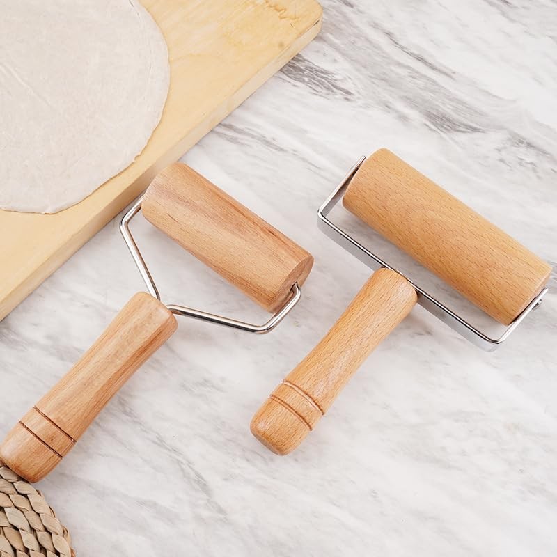 Stainless Steel & Beechwood Rolling Pin with Adjustable Thickness -