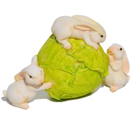 Top Collection Enchanted Story Fairy Garden Rabbits Rolling Cabbage Outdoor Statue