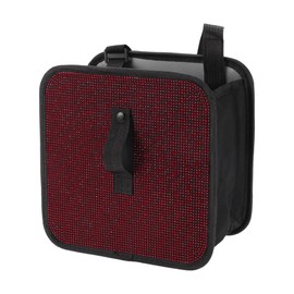 RATCHROLL 1 Pcs Universal Car Trash Can Hanging 9.1" Length 5.5" Width 9.1" Height Trash Bin Red Black Fabric Rhinestone