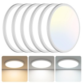 libtit 6 Pack 13 Inch LED Flush Mount Ceiling Light, 3200LM 28W Ultra-Slim LED Ceiling Lights, 3000K/4500K/6000K Selectable Light Fixture for Bedroom, Kitchen, Bathroom, Hallway - White