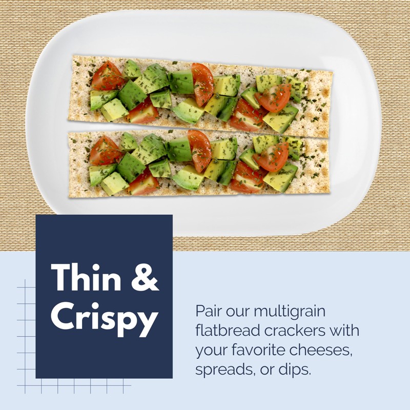 Snacktery Garlic Multigrain Flatbread Crackers - All Natural Multigrain Crackers