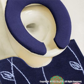 OKA Etoffe Twa Toilet Seat Cover, For U-Shaped Seats, Antibacterial, Odor Resistant, Navy Blue