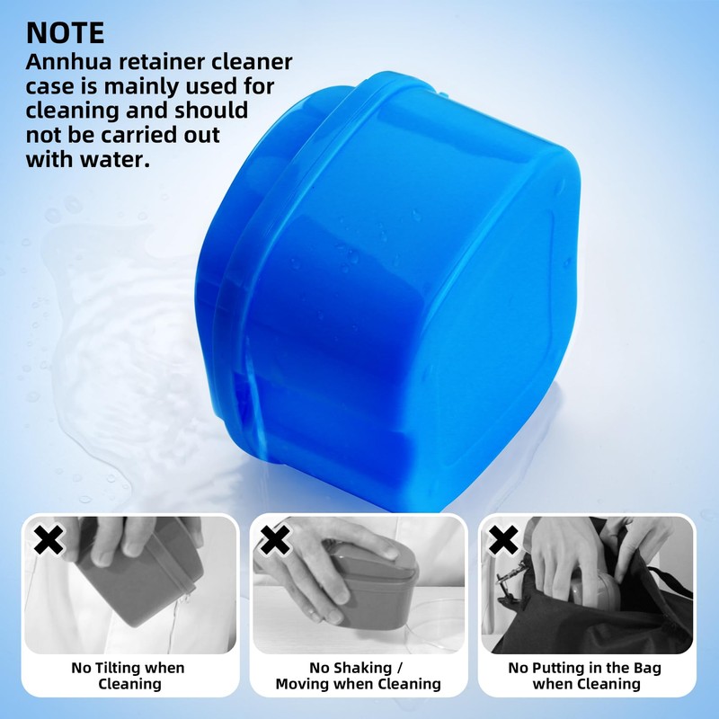 Denture Cup Dental Retainer Case Cleaning with Strainer Basket, Orthodontic