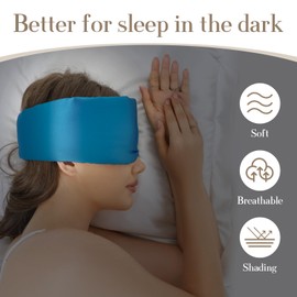 SECZIPE 100% Mulberry Silk Sleep Mask Eye Mask for Women Man with Adjustable Band, for Side Sleeper Blackout Sleep Mask for Travel Rest and Office Large Size (Blue)