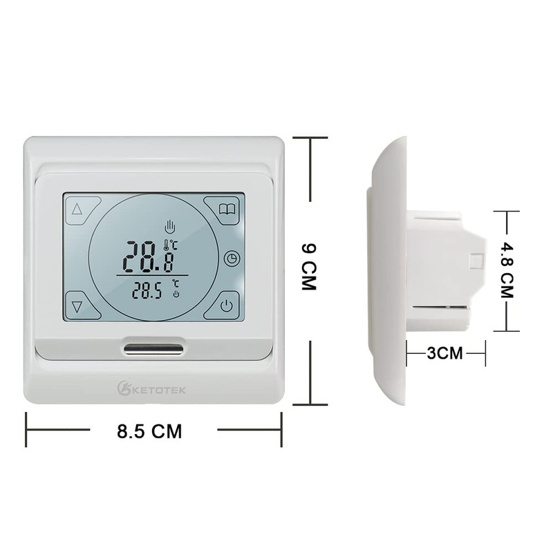 KETOTEK Digital Water Underfloor Heating Thermostat Programmable 3A, Under Floor