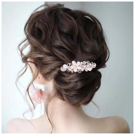 Allereya Crystal Hair Clip, Rhinestone Flower Hair Clip, Hollow Flower Bridal Hair Clips, Headwear, CZ Head Clip, Wedding Hair Accessories for Women and Girls, Gifts (Champagne)