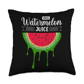 Funny Watermelon Juice Graphic & More Watermelon Juice Funny Summer Fruit Lover Graphic Throw Pillow, 18x18, Multicolor