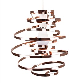 MiniSun | Contemporary Copper Metal Double Ribbon Spiral Ceiling Light Pendant | Pendant Lights, Home Décor & Improvement Essential
