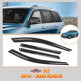 Window Visors Shade Sun Rain Guards FIT 2014-2020 Nissan Rogue – 4-Piece Set, Smoked Black Acrylic – Replace OE 94827