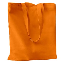 Economical Cotton Tote Bag, 6 | 8 Pack, 100% Cotton, 16" x 15" with 21" Handle Reusable Grocery Bags for Shopping (Without Bottom Gusset, Orange, 6 Pack)