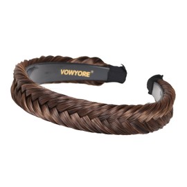 vowyore Wide Fishtail Braid Headband With Teeth Braided Headband Wide Plaited Braids Accessories Classic Chunky Fishtail Braided Hair Band Synthetic Hairpiece Girls And Women Beauty Accessory