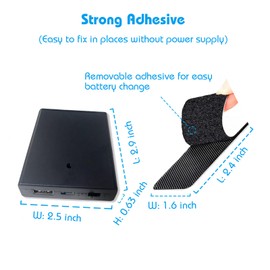 Neisouf USB Battery Pack for LED Lights, 4AA 4-6V Black Battery Pack with Adhesive for LED Strip Lights (4 Pack)