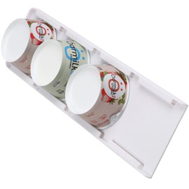 Yogurt Organizer for Fridge, Yogurt Holder for Refrigerator Greek and Vegan Yogurt Organizer Slider Yogurt Organizer Sliding Yogurt Holder w/Adhesive Tapes for 4 Yogurts of 3.75 inch, 1 Pack