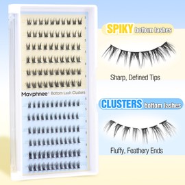 Bottom Lash Clusters Natural Eyelash Extensions Short Individual Lashes Wispy Eyelash Clusters 2 Styles 5-6MM Lower Cluster Lashes Extension 132 Pcs DIY at Home Bottom Lashes Pack