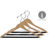 Wooden Suit Hangers with Natural Finish and Velvet Non-Slip Bar,
