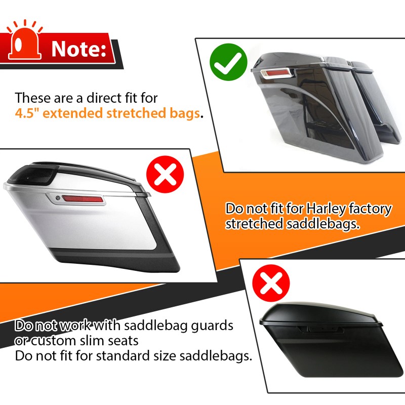 CB Black Stretched Extended Side Panel Cover For Harley Touring