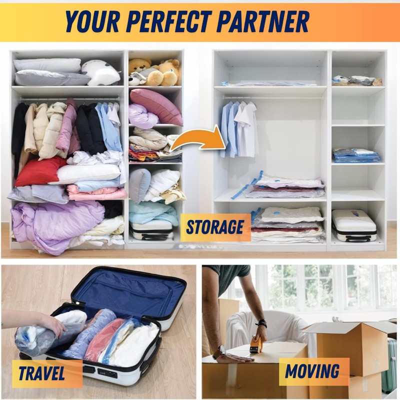 Vacuum Storage Bags for Clothes (Combo Pack of 5)