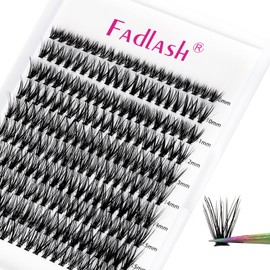 FADLASH Cluster Lashes 40D Large Tray DIY Eyelash Extension Mix Individual Lashes C Curl Faux Mink Eyelash Clusters Premade Fans Volume Lash Clusters (40D-0.07-C, 8-16mm）