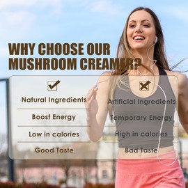 Mushroom Coconut Creamer, Natural Creamer for Coffee, 5 Mushrooms Extract |Lion's Mane, Turkey Tail, Reishi, Maitake, Chaga and Ceylon Cinnamon | Boosts Focus, Immunity and Energy | 6.35oz