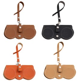 XUZOPIM Sunglasses Case, Portable, Pack of 4 Sunglasses Case, Glasses Bag, Glasses Case, Leather, Glasses Bag for Hanging, Slim Glasses Case for Men and Women, Outdoors