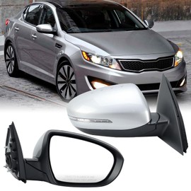 MOFOAP Passenger Side Mirror Compatible with 2014 2015 Kia Optima Mirrors with Heated,Turn Signal Light,Power Glass,Manual Folding,Silvery(6 Pins)