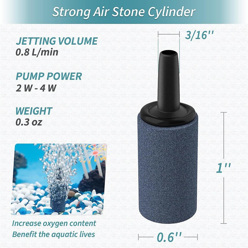 Pawfly Aquarium 1 Inch Air Stone Cylinder Grey Bubble Diffuser