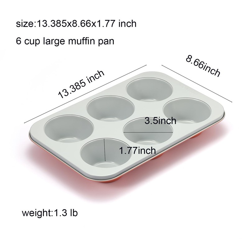 Jumbo Muffin Pan-Large Cupcake Pan Non Stick 6 cup 3.5x1.77