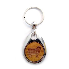 Jorvik Wood Sheep Design Wooden Keyring with Gift Box.