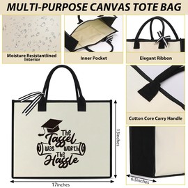 XFW Graduation Gifts 2024, Graduation Tote Bag, College Graduation Gifts for Her Nurse Teacher Doctor Friends, The Tassel Was Worth The Hassle Tote Bag