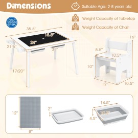 Costway Sensory Table & Chair Set for Kids 2-8 w/Foldable Bins for Sand/Water & Paper