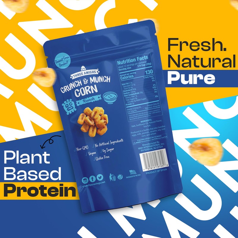 Three Amigos Corn Nuts Suger Free, 100% Vagan, Peanut Free