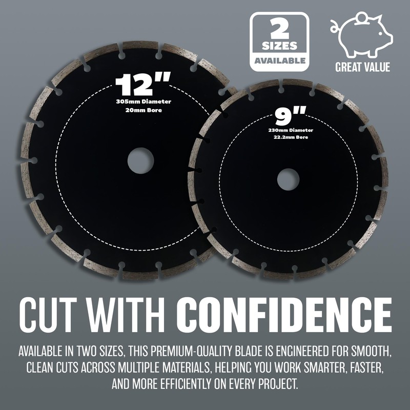 230Mm Diamond Cutting Disc Blades - For Brick, Stone, Concrete