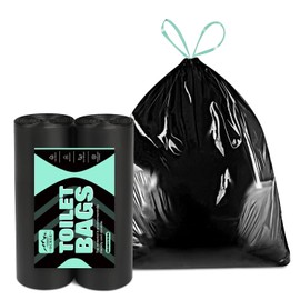 Sckee 50 Pack Heavy-Duty Waste Liners, Leak-Proof Potty Bags with Drawstring, Portable Toilet Buckets Bags for Hiking, Car Travel, Truck, RV, Boating, Road Trips & Outdoor Use (8 Gallon)