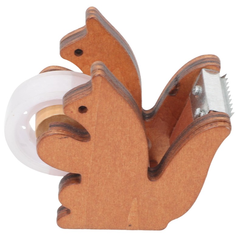 Toddmomy Squirrel Tape Dispenser Desktop Wooden Washi Tape Dispenser with