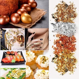 400 Hoja de Oro, Imitación de Pan de Oro para Artes, Copos de Lámina de Oro Metálico para Hacer Joyas de Resina, Arte de Uñas, Manualidades Doradas, Pintura