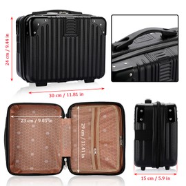 Tolida Makeup Travel Case - Hard Cosmetic Bag Organizer,Mini ABS Carrying Suitcase Black