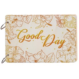 SUPERDANT Wooden Card Keeper Binder Good Day Greeting Card Organizer Flowers Postcard Photo Album Cover Hibiscus Flowers Birthday Cards Keeper Book Holder Organizer Wedding Holiday Keepsake Gifts