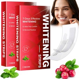 Tiras Blanqueadoras de Dientes, 14Pares-28 Tiras Whitening Strips para Dientes Sensibles, Banditas Blanqueadoras de Dientes Brillo Natural Sin Colorantes, Suave Elimina Manchas de Café y Té