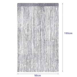 Sinmoe 2 Pieces Glitter String Curtain Panels Cotton String Curtain Panels Window Door Fly Screen Curtains(Silver)