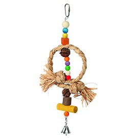 Kerbl Raffia/Walnut/ Pine Bird Toy Nature with Bell, 36 cm