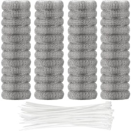 24 Count Lint Traps Washing Stainless Steel Lint Snare Laundry Mesh Washer Hose Filter with 24 Count Cable Ties - Size: 48Count