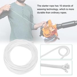 M METERXITY Recoil Starter Rope Pull Cord 6mm 10m Pull Starter Rope with Handles Nylon Pull Cord Pull Starter Rope for Mower/Chainsaw/Trimmer/Brush Cutter [White,Black]