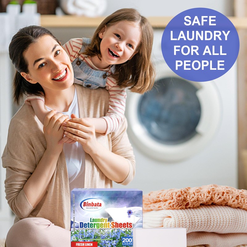 Laundry Detergent Sheets, 200 Loads Fresh Linen Scent Hypoallergenic Eco-Friendly,