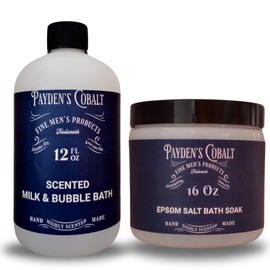Payden's Cobalt Honey Cedar & Leather for Men Scented Milk Bath & Epsom Salt Bath Soak Set