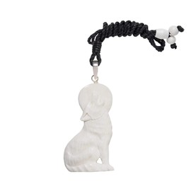 81stgeneration Women's Men's Hand Carved Bone 925 Sterling Silver Moon Wolf Pendant Necklace